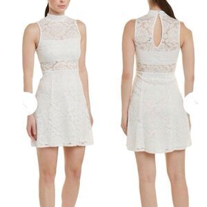 Show Me Your MuMu Alexa Mock Neck Lace Dress White Size Small